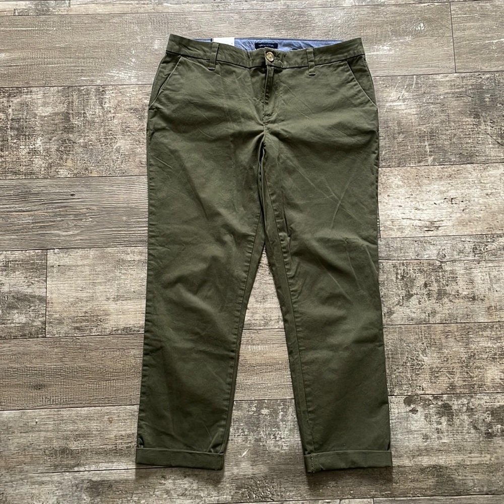 Tommy Hilfiger Green Hampton Stretch Slim Chino Pant Size 10